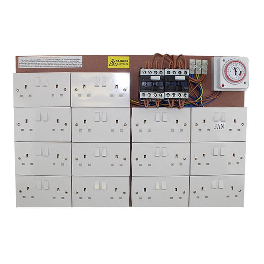 24-Way MDF Contactor Board + 2 Sockets, with Timer